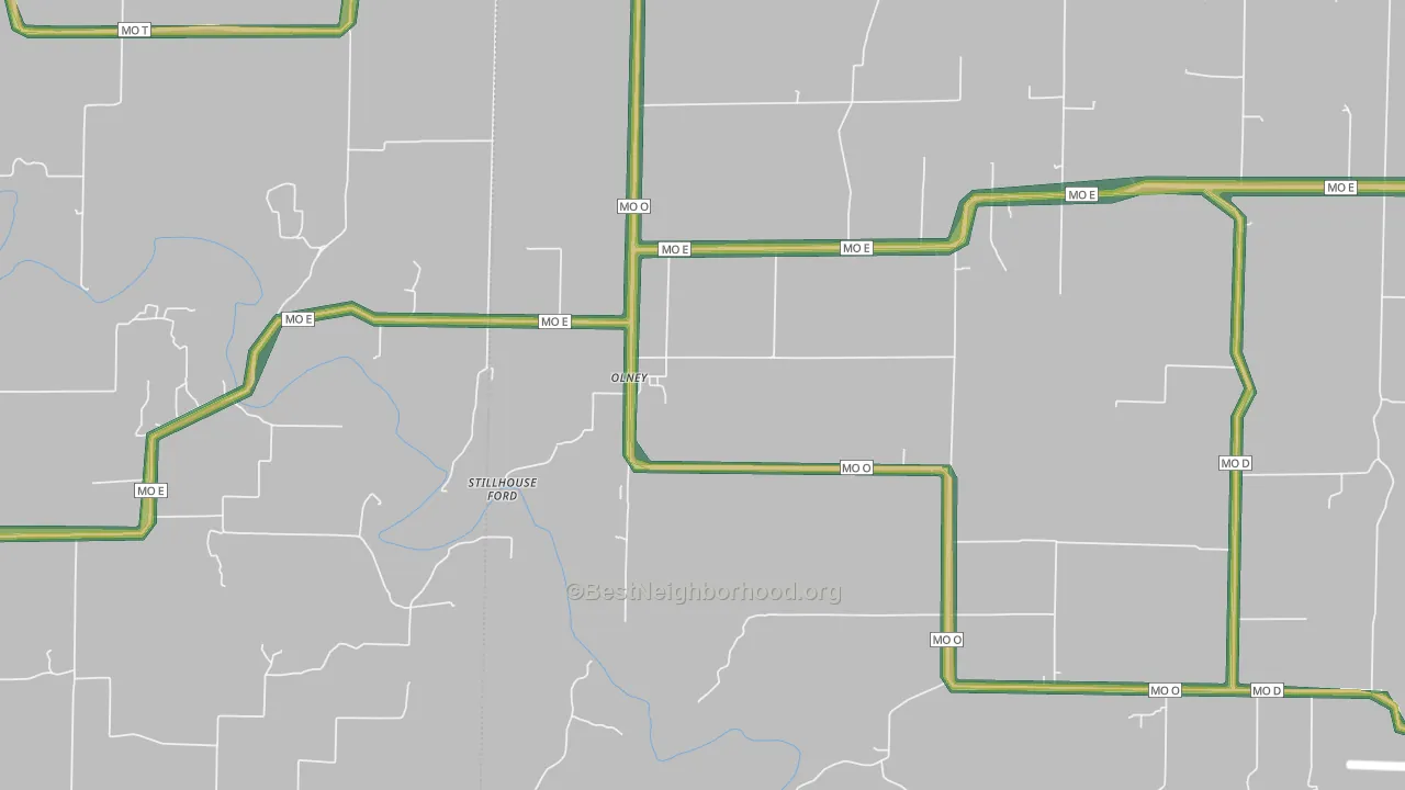 Olney, MO Map of Noise Levels in Olney
