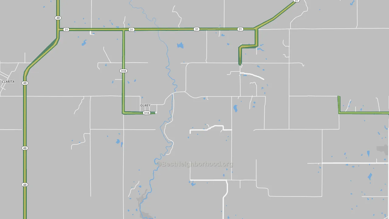 Olney, OK Map of Noise Levels in Olney