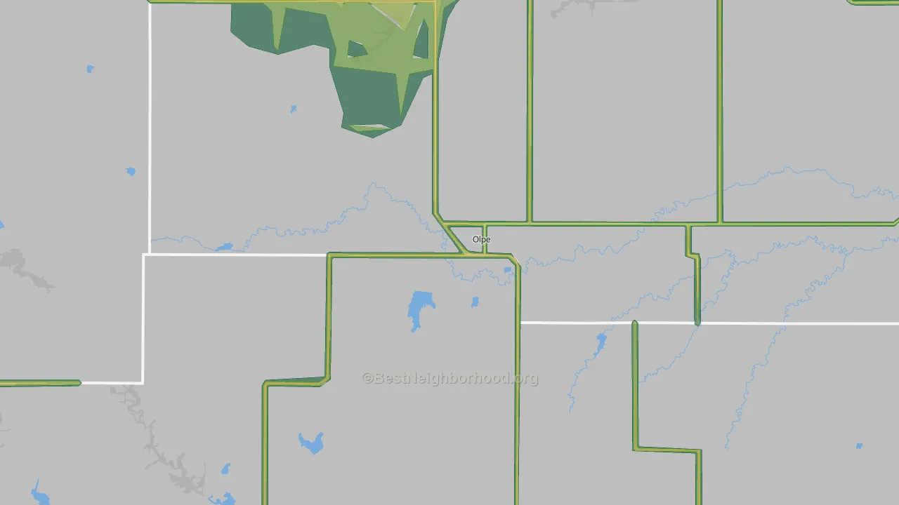 Olpe, KS Map of Noise Levels in Olpe
