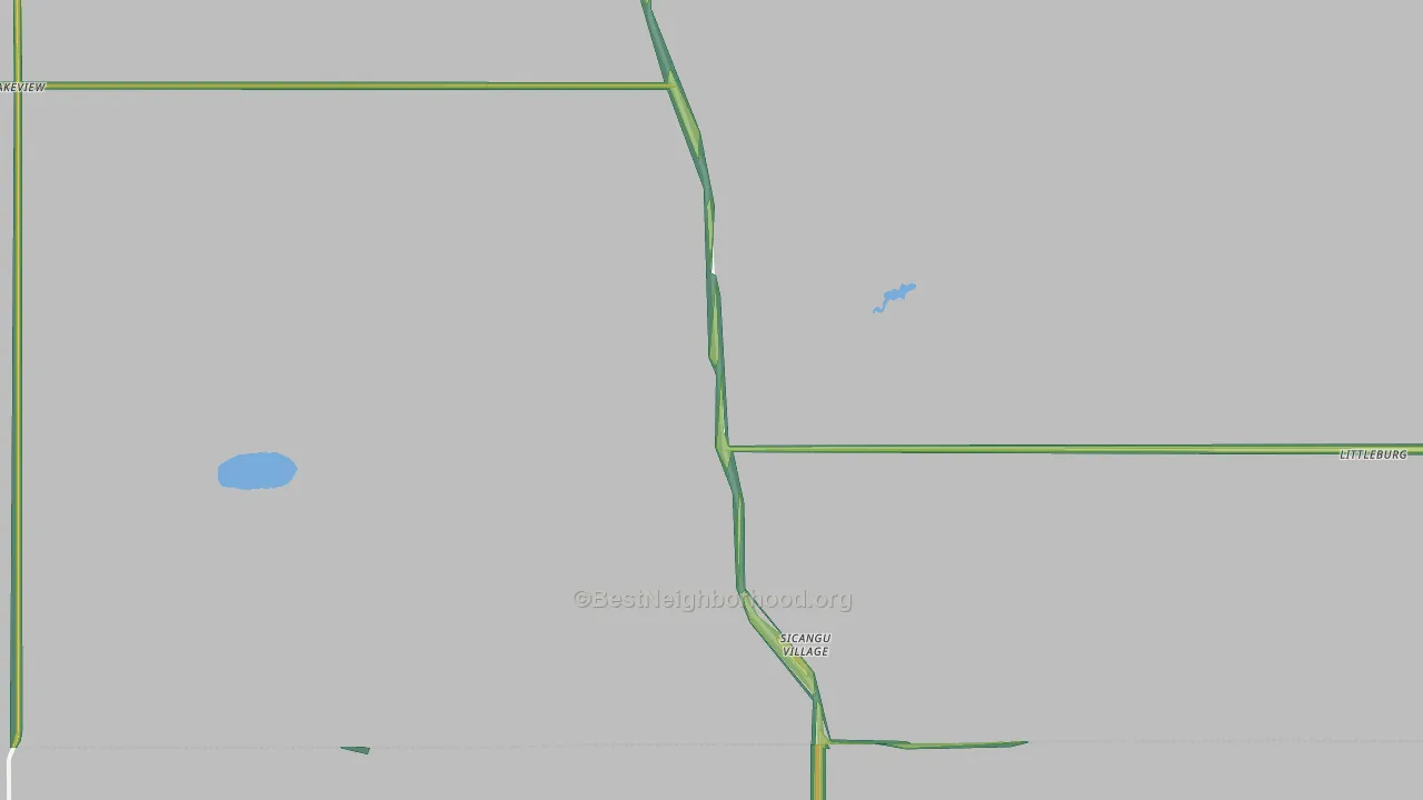 Olsonville, SD Map of Noise Levels in Olsonville