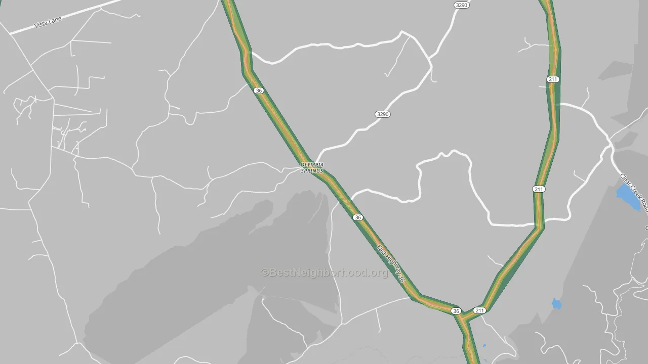 Olympia Springs, KY Map of Noise Levels in Olympia Springs