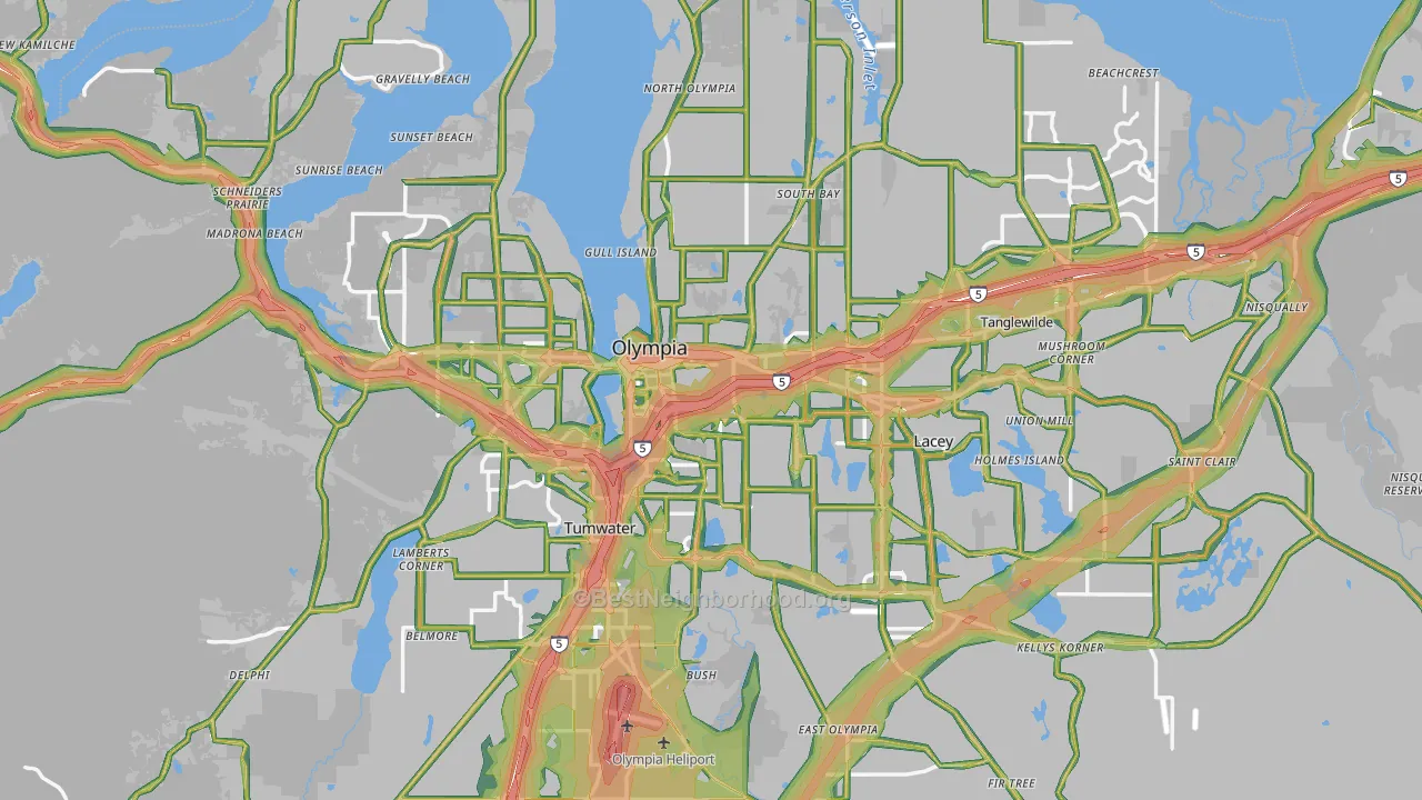 Olympia, WA Map of Noise Levels in Olympia