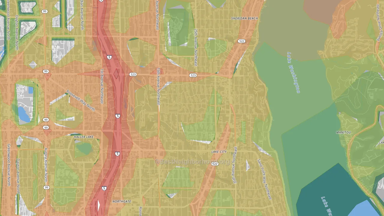 Olympic Hills, Seattle, WA Map of Noise Levels in Olympic Hills