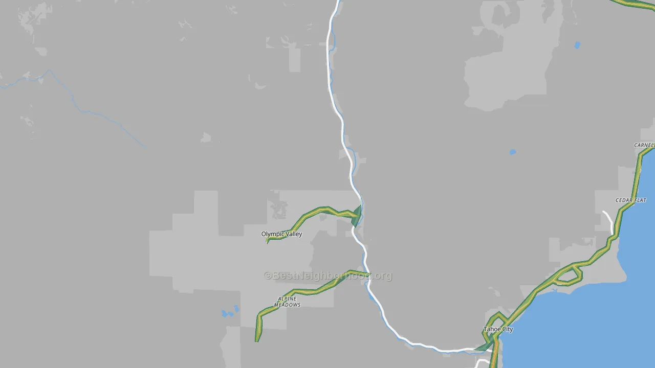 Olympic Valley, CA Map of Noise Levels in Olympic Valley