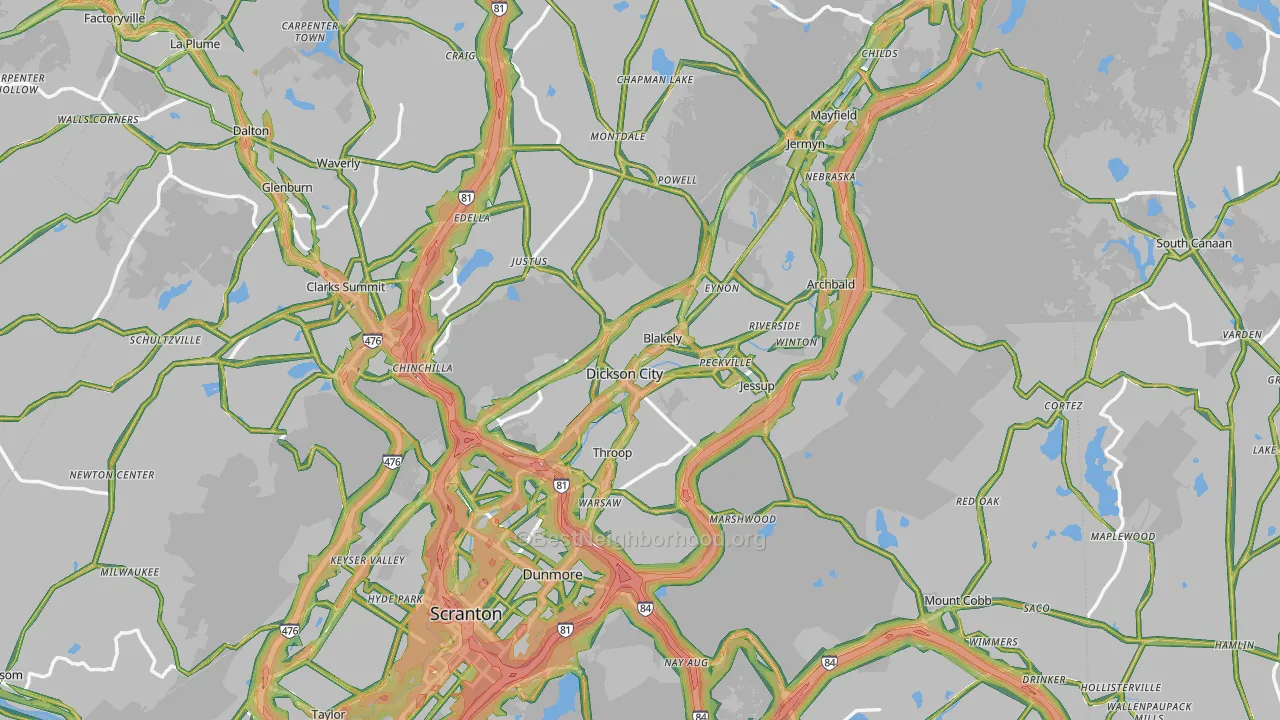 Olyphant, PA Map of Noise Levels in Olyphant