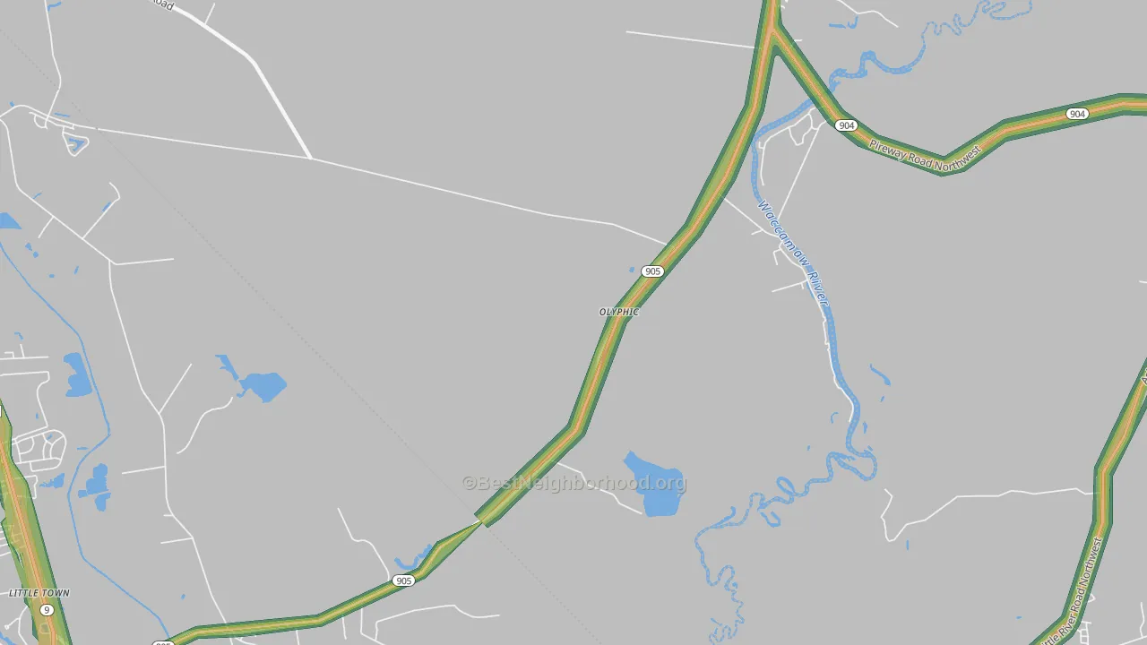 Olyphic, NC Map of Noise Levels in Olyphic