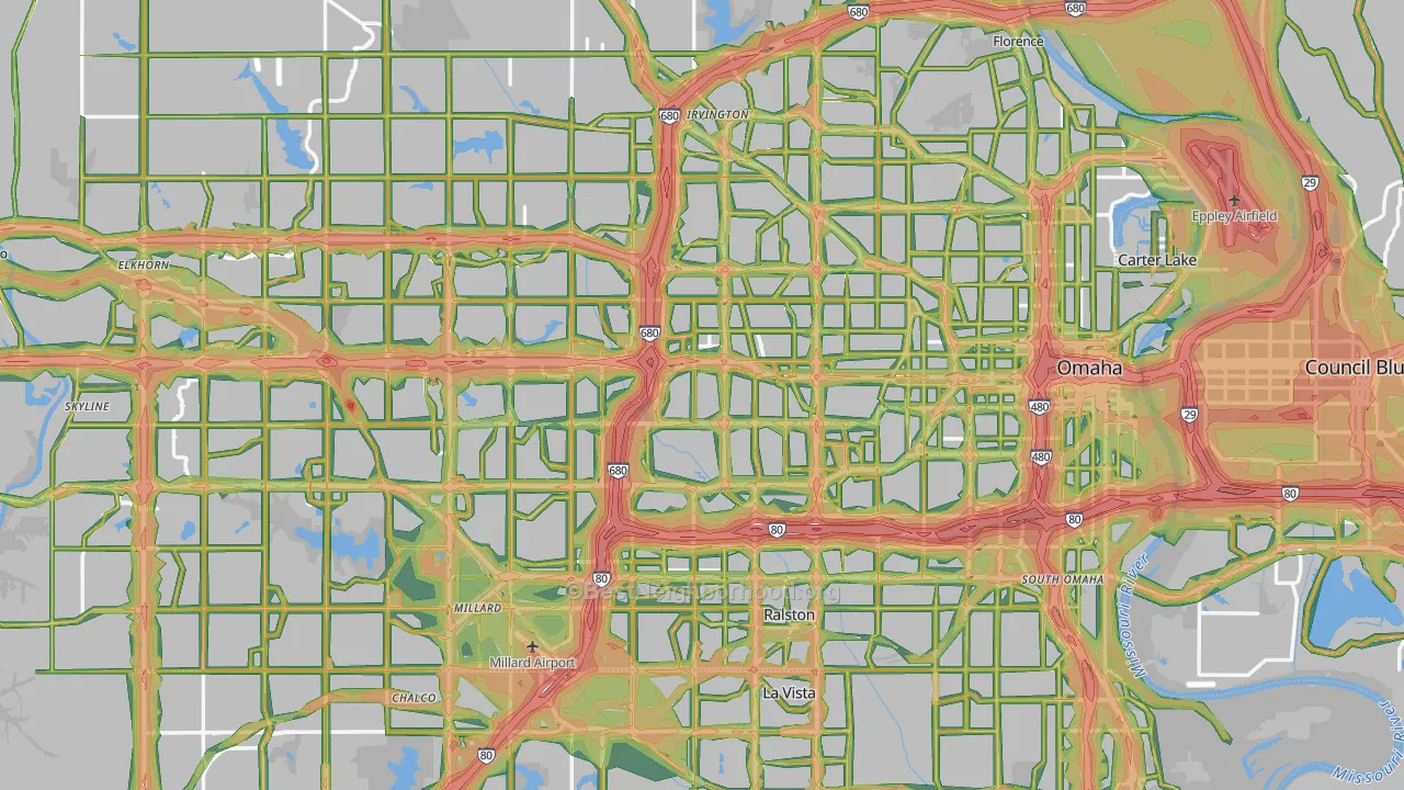 Omaha, NE Map of Noise Levels in Omaha