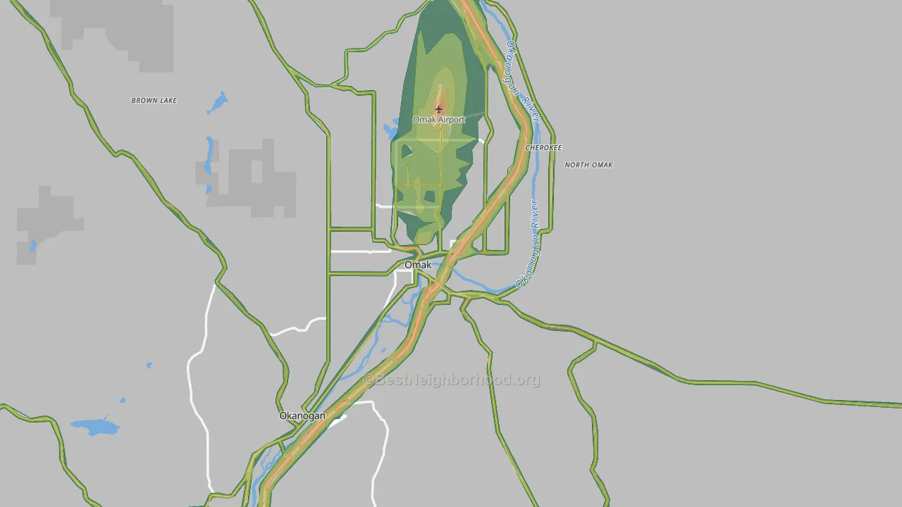 Omak, WA Map of Noise Levels in Omak