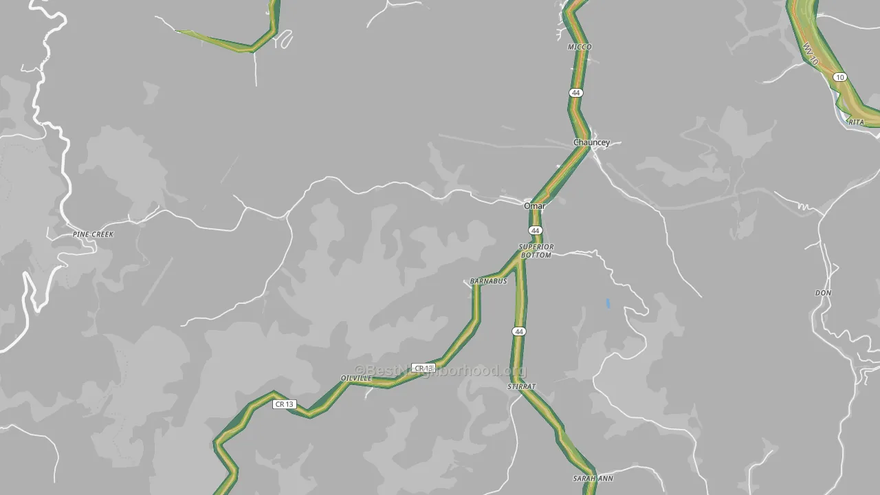 Omar, WV Map of Noise Levels in Omar