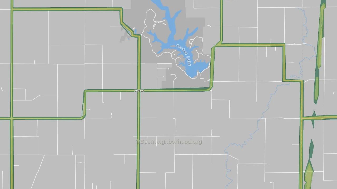 Omega, IL Map of Noise Levels in Omega