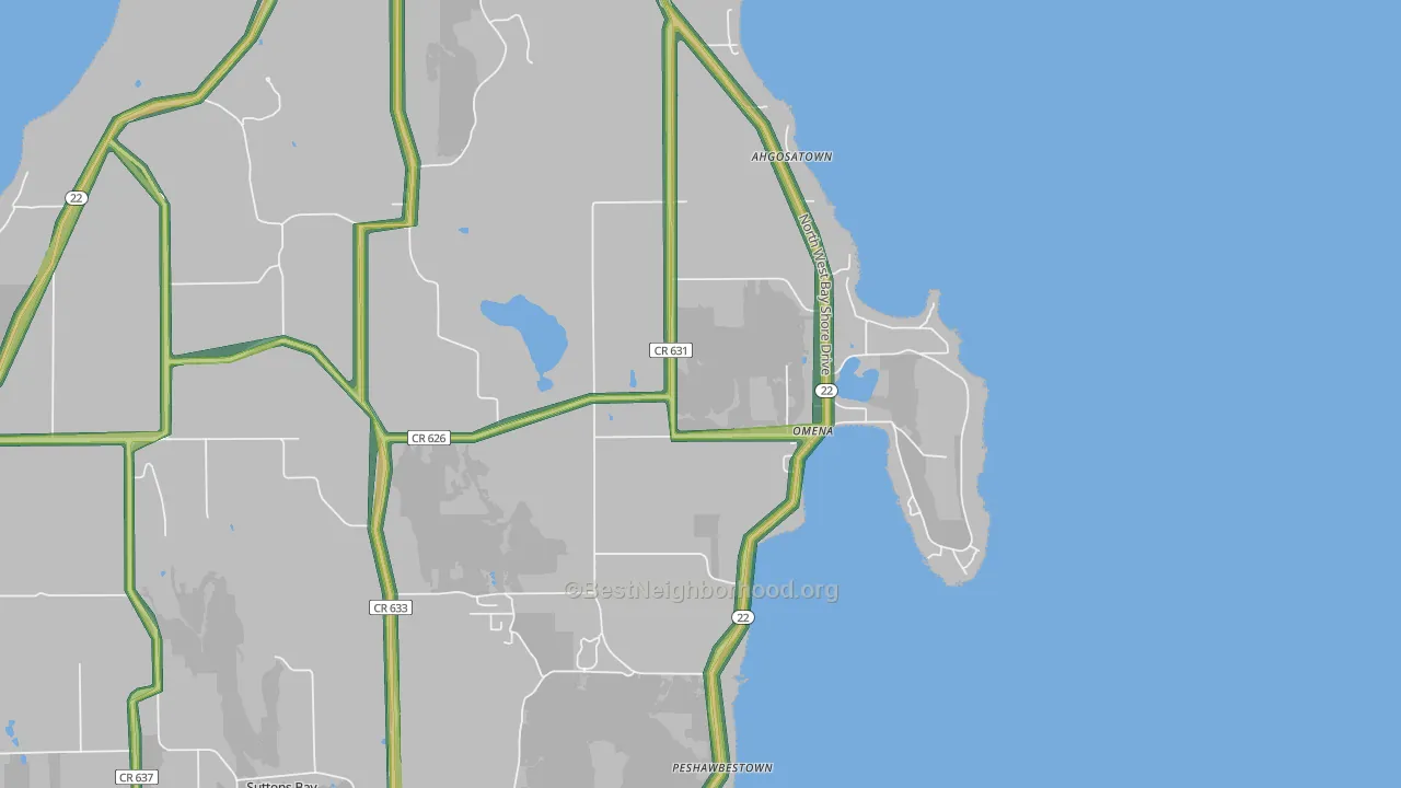 Omena, MI Map of Noise Levels in Omena
