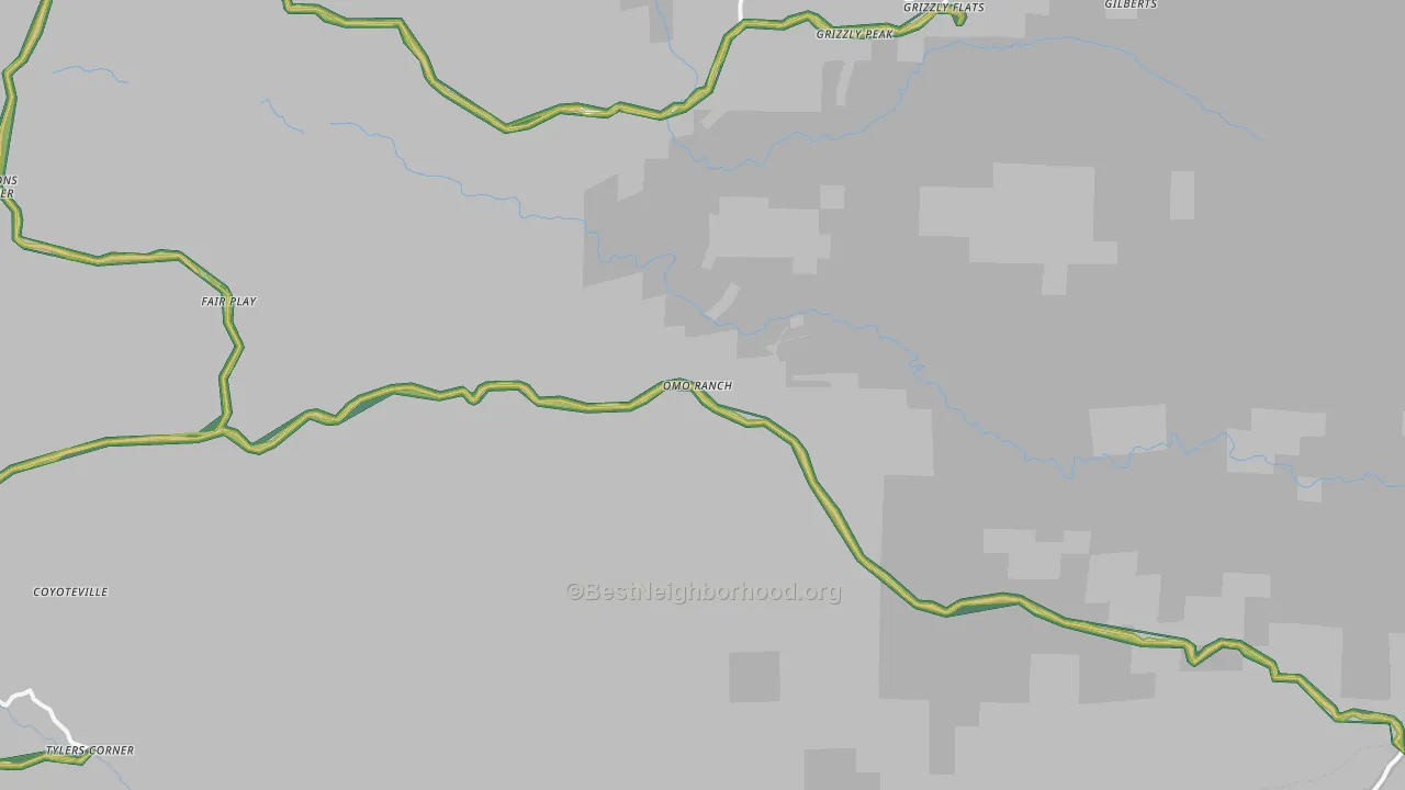 Omo Ranch, CA Map of Noise Levels in Omo Ranch