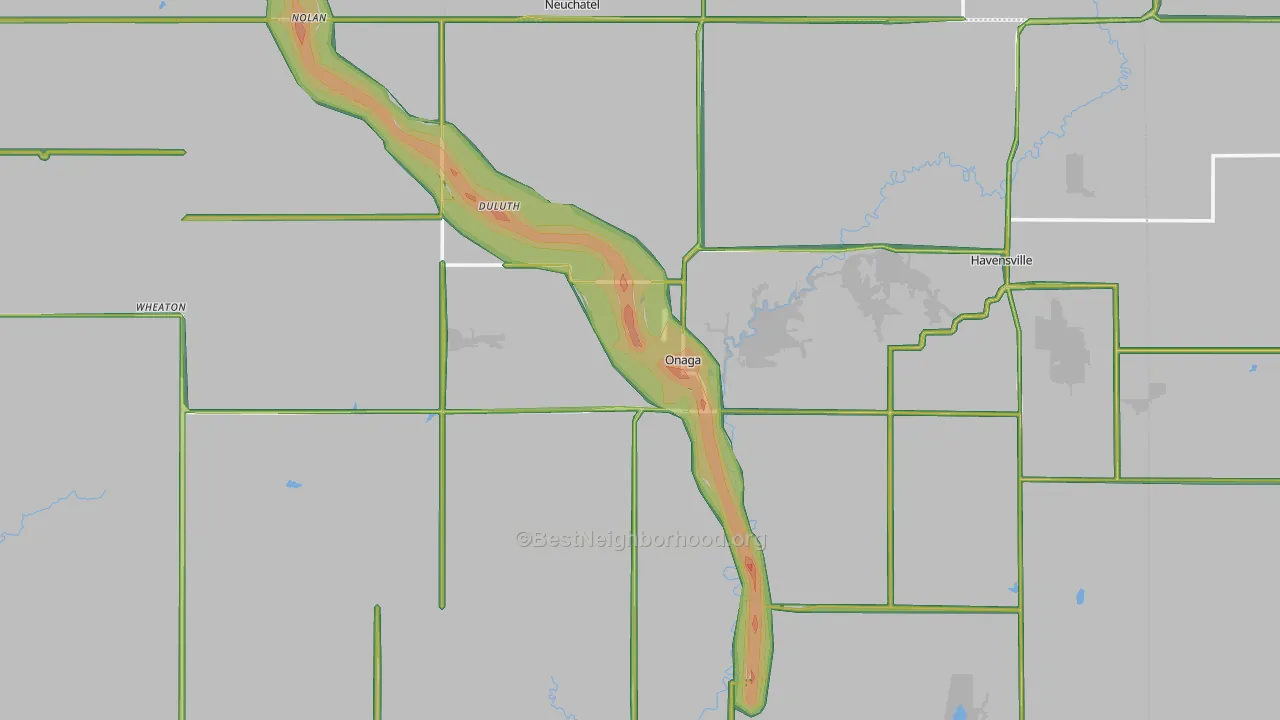 Onaga, KS Map of Noise Levels in Onaga