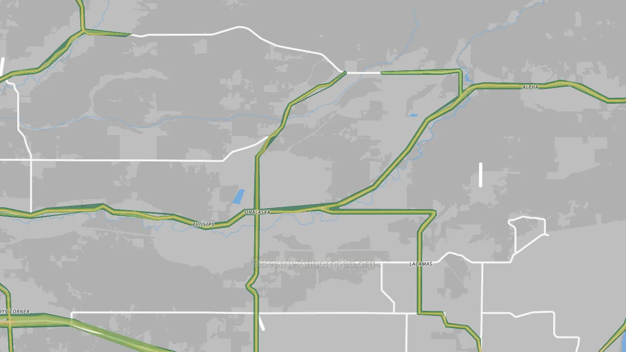 Onalaska, WA Map of Noise Levels in Onalaska