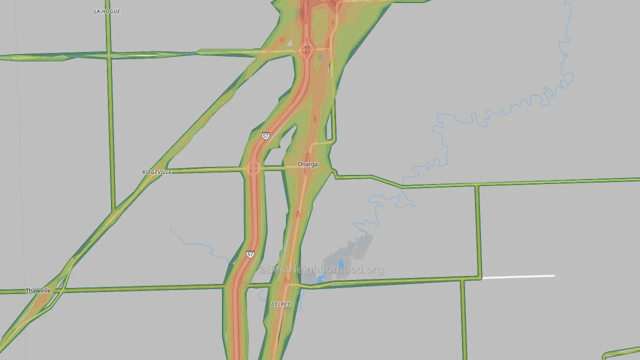 Onarga, IL Map of Noise Levels in Onarga