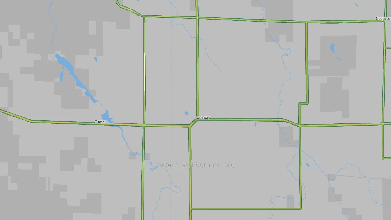 Onaway, MI Map of Noise Levels in Onaway
