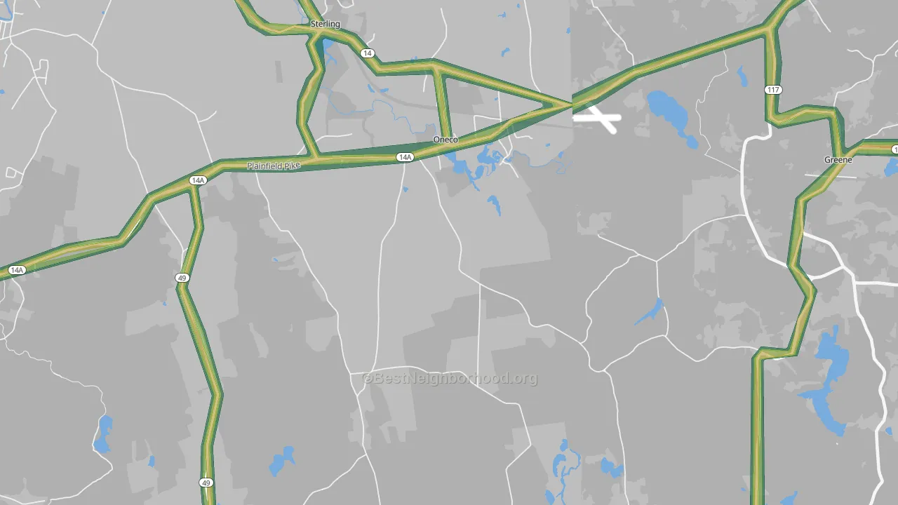 Oneco, CT Map of Noise Levels in Oneco