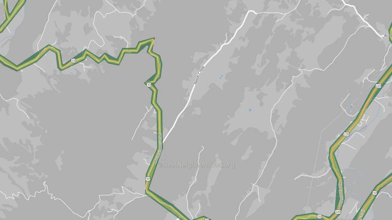 Onego, WV Map of Noise Levels in Onego