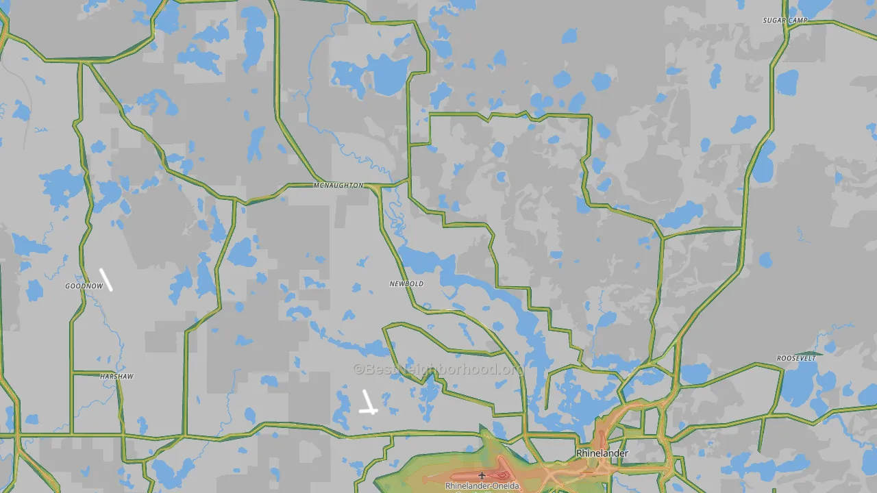 Oneida County, WI Map of Noise Levels in Oneida County