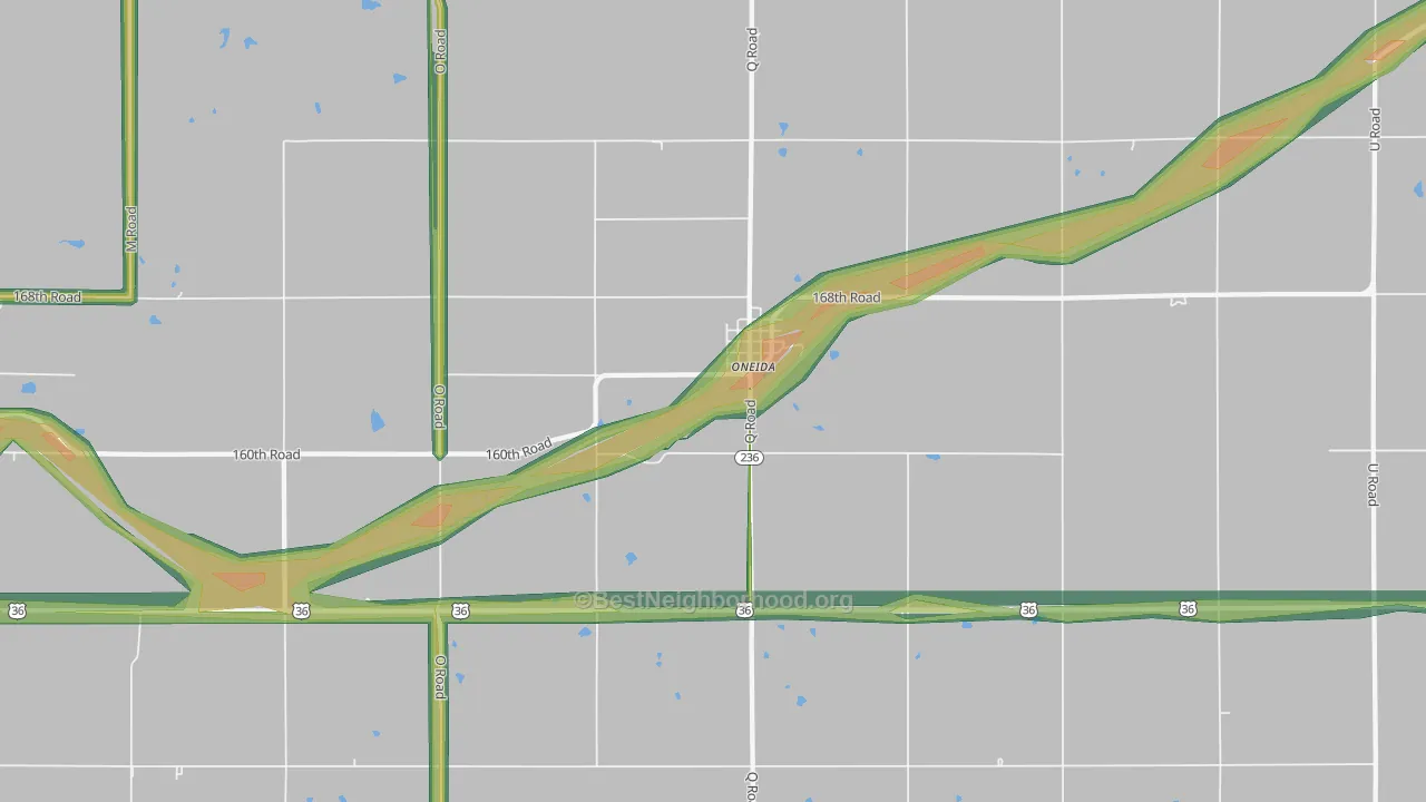 Oneida, KS Map of Noise Levels in Oneida