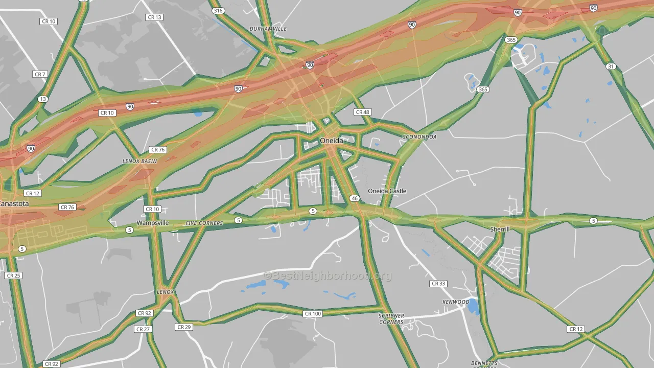 Oneida, NY Map of Noise Levels in Oneida