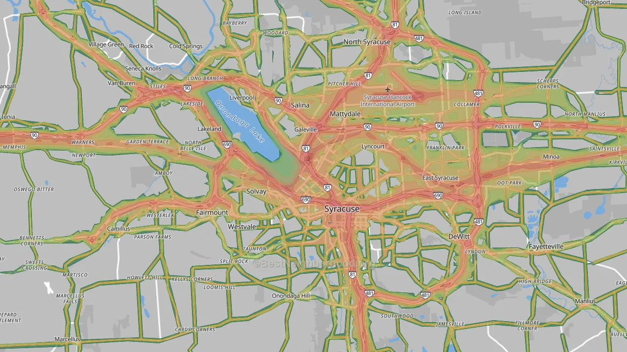 Onondaga County, NY Map of Noise Levels in Onondaga County
