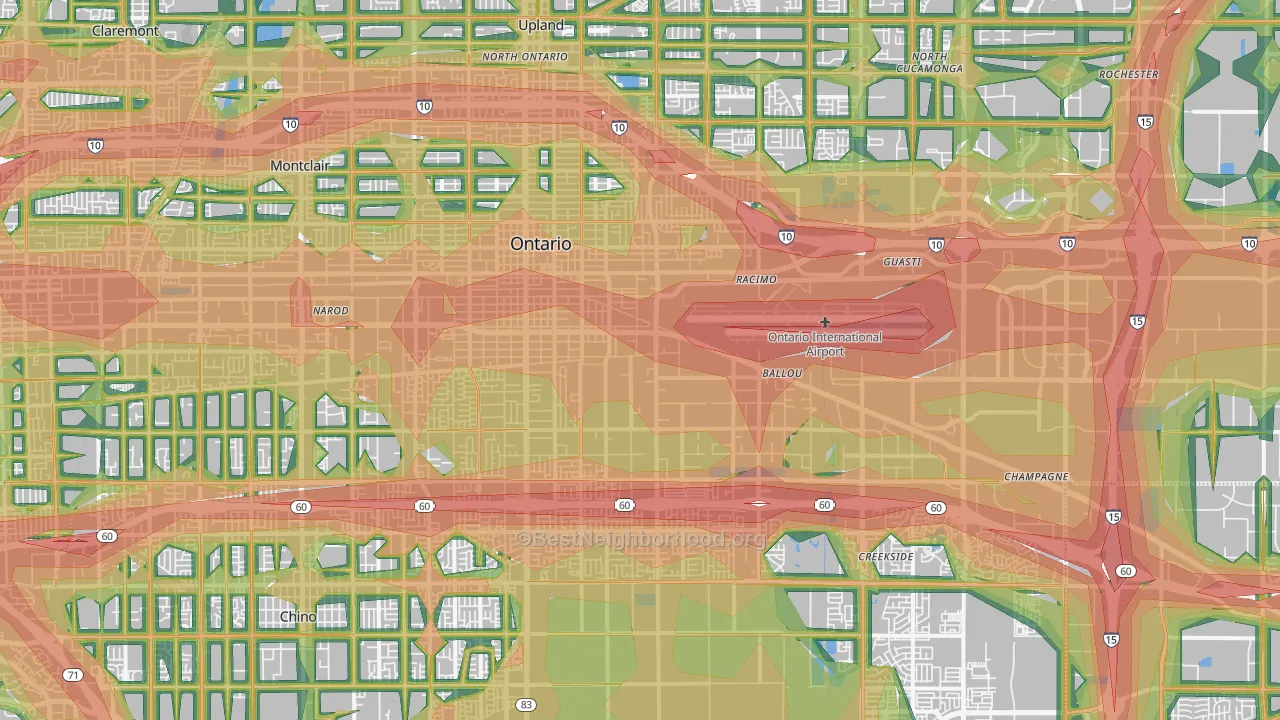 Ontario, CA Map of Noise Levels in Ontario