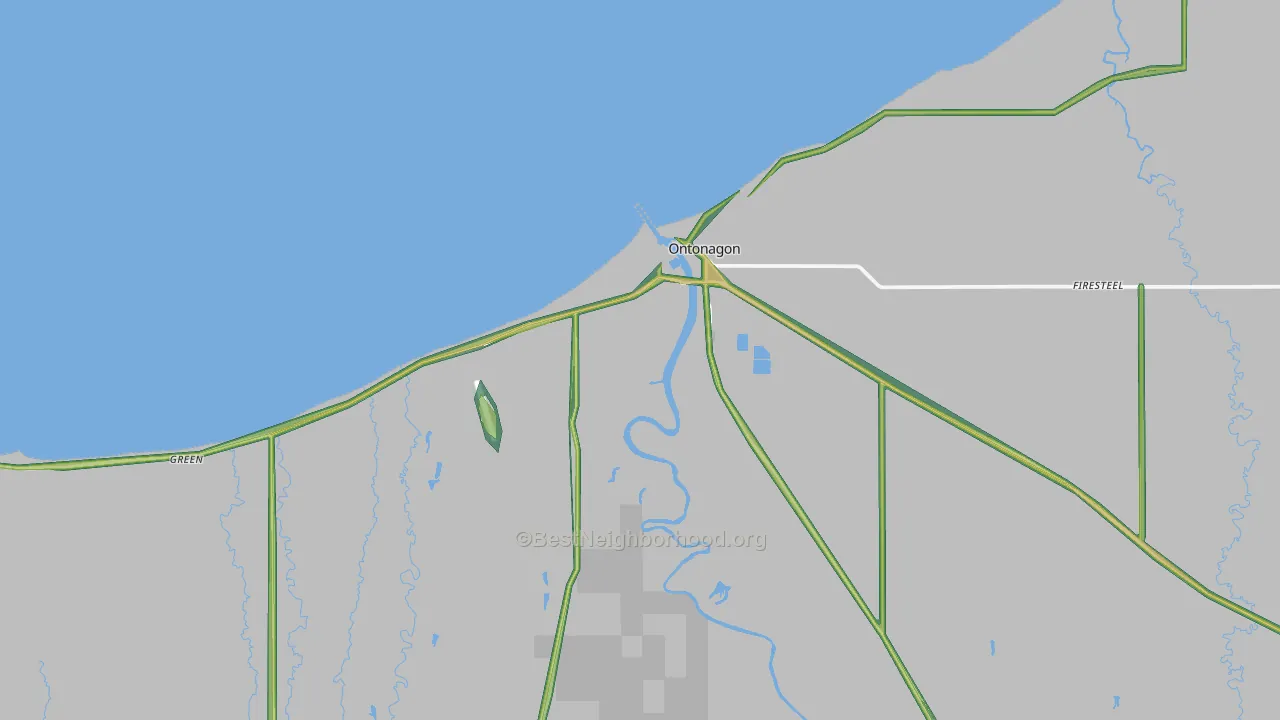 Ontonagon, MI Map of Noise Levels in Ontonagon