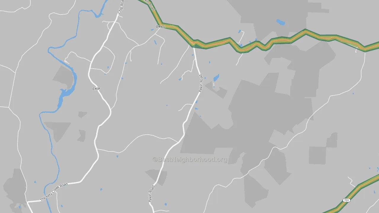 Onvil, NC Map of Noise Levels in Onvil