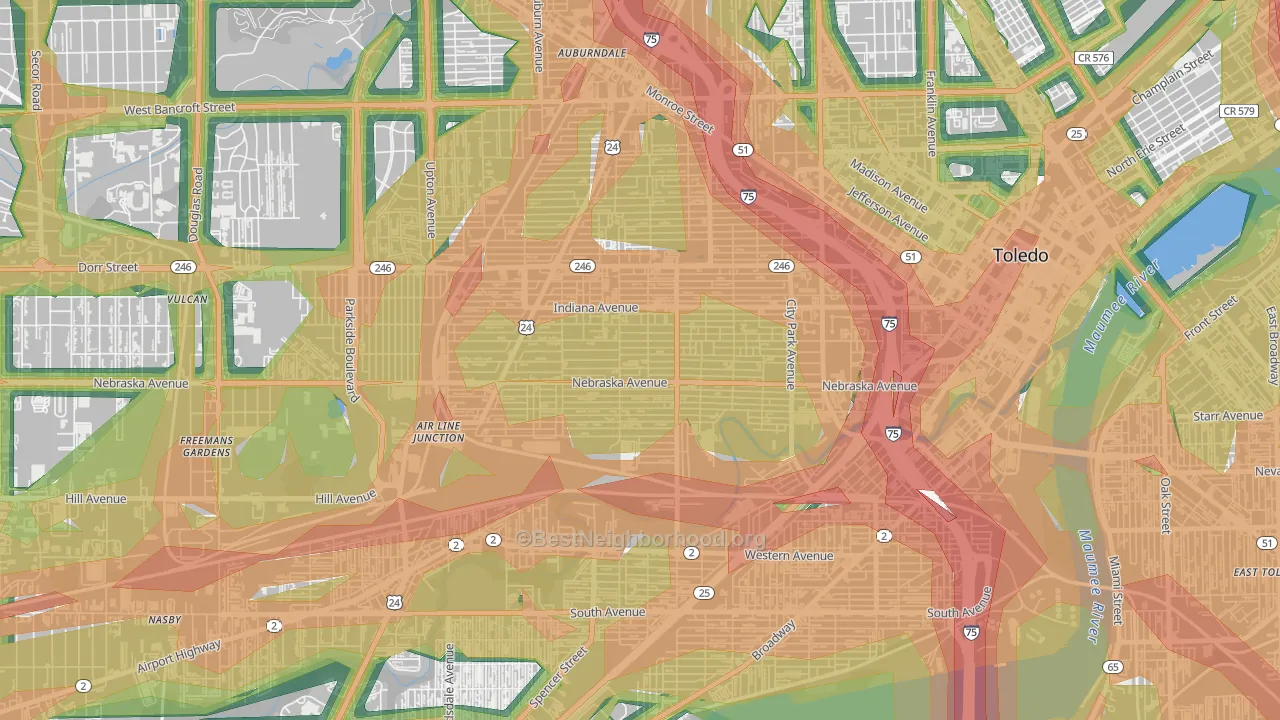Onyx, Toledo, OH Map of Noise Levels in Onyx