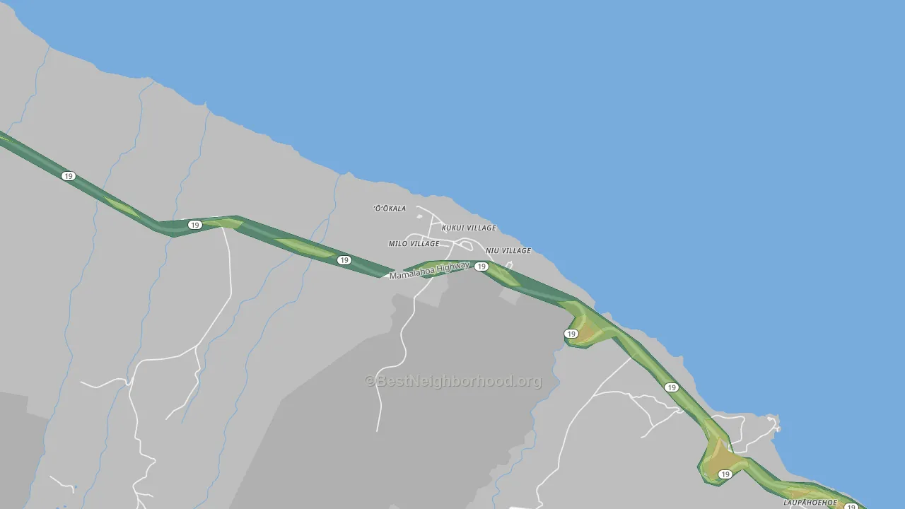 Ookala, HI Map of Noise Levels in Ookala