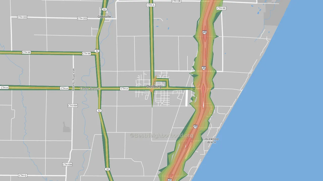 Oostburg, WI Map of Noise Levels in Oostburg