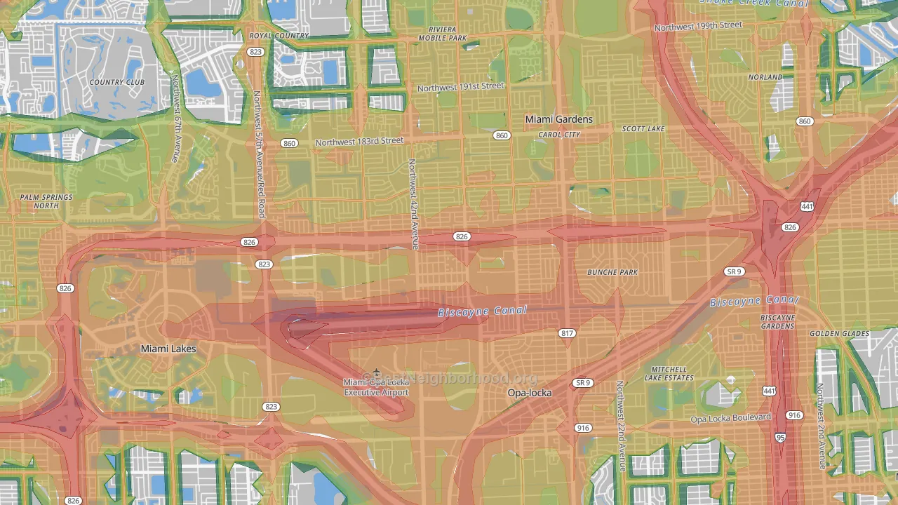 Opa-Locka, FL Map of Noise Levels in Opa-Locka