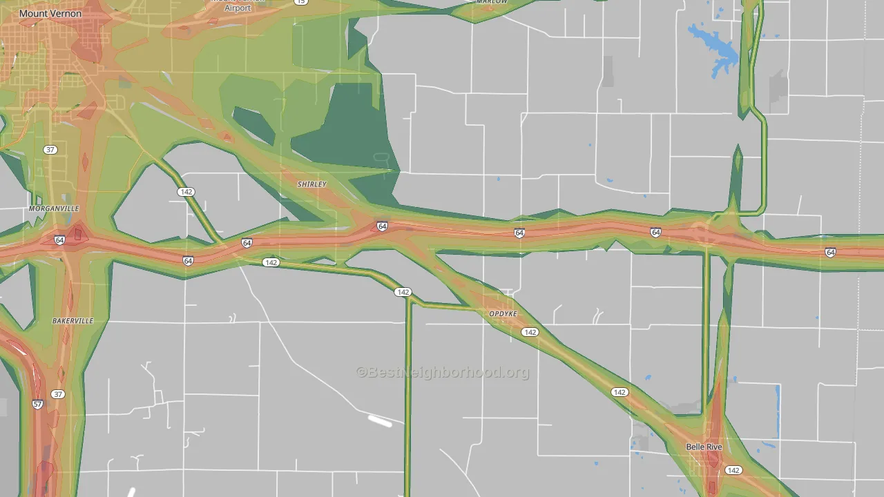 Opdyke, IL Map of Noise Levels in Opdyke