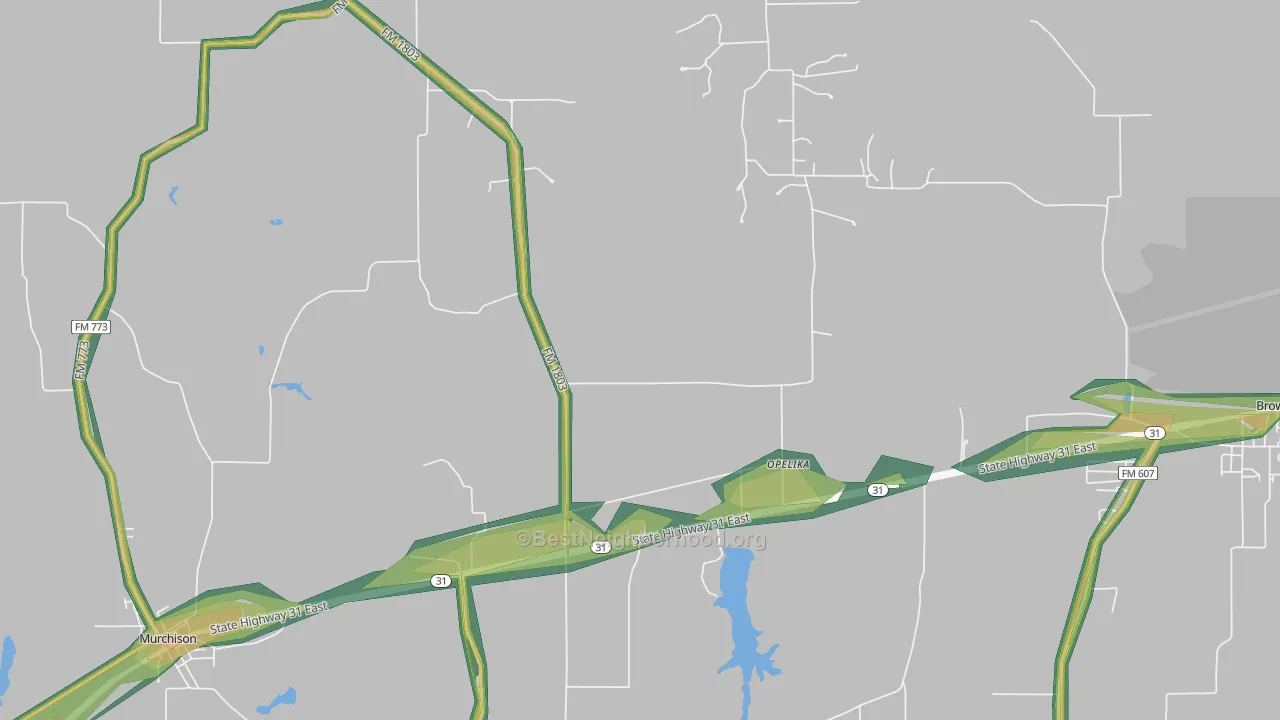 Opelika, TX Map of Noise Levels in Opelika