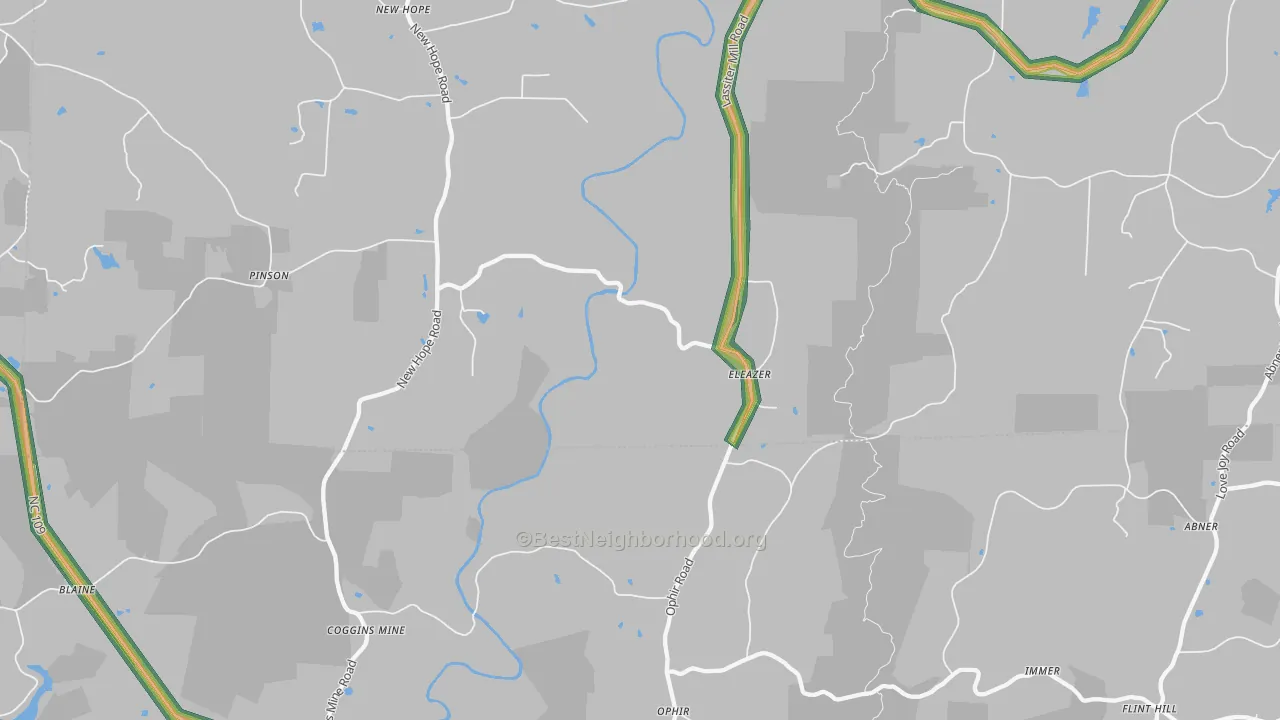 Ophir, NC Map of Noise Levels in Ophir