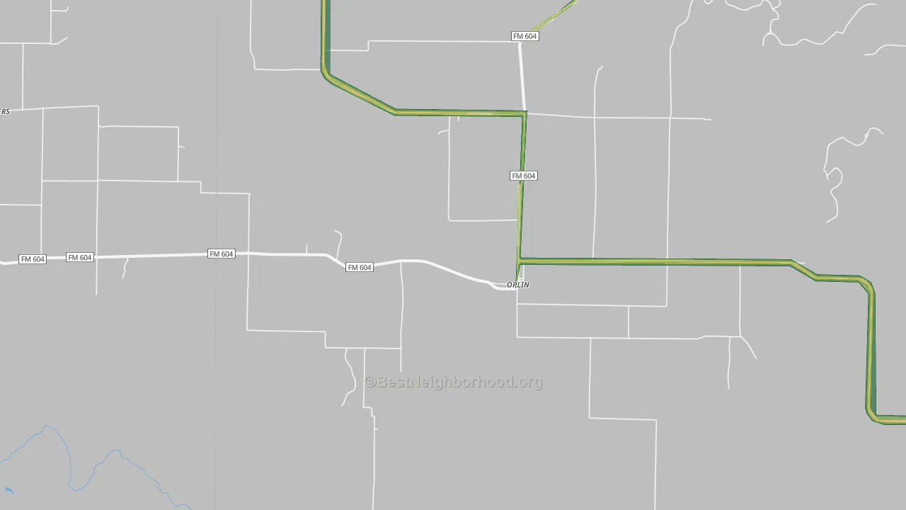 Oplin, TX Map of Noise Levels in Oplin
