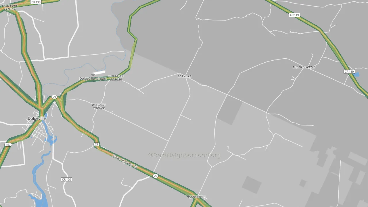 Oppenheim, NY Map of Noise Levels in Oppenheim