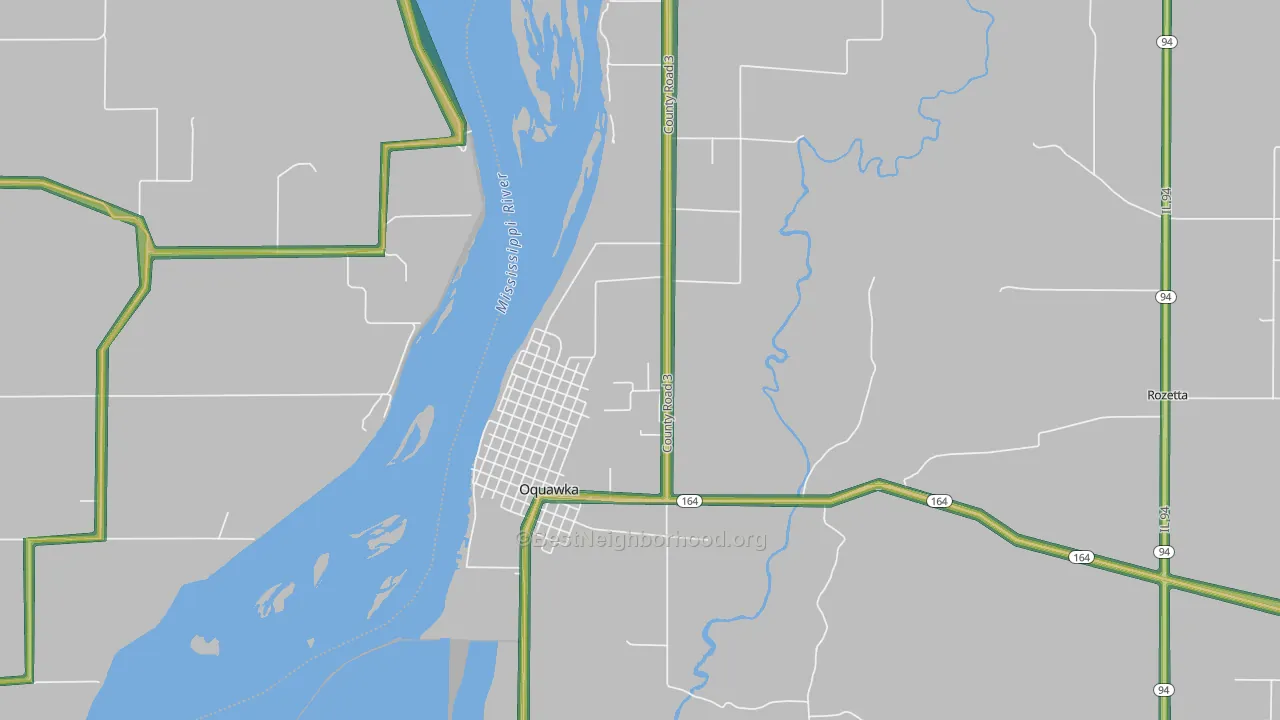Oquawka, IL Map of Noise Levels in Oquawka