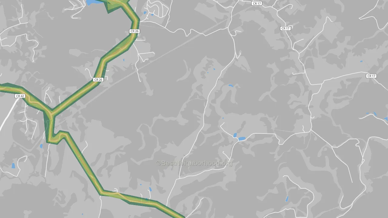 Oral Lake, WV Map of Noise Levels in Oral Lake