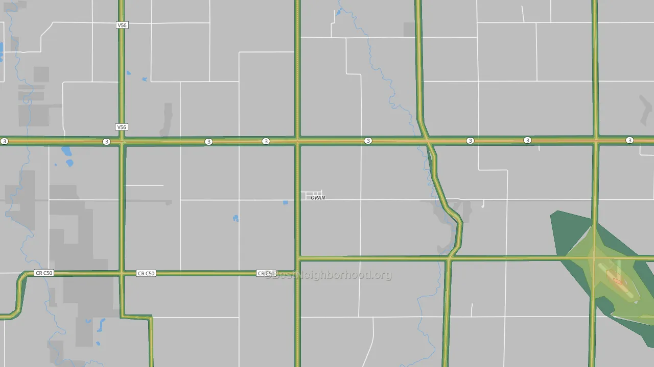 Oran, IA Map of Noise Levels in Oran