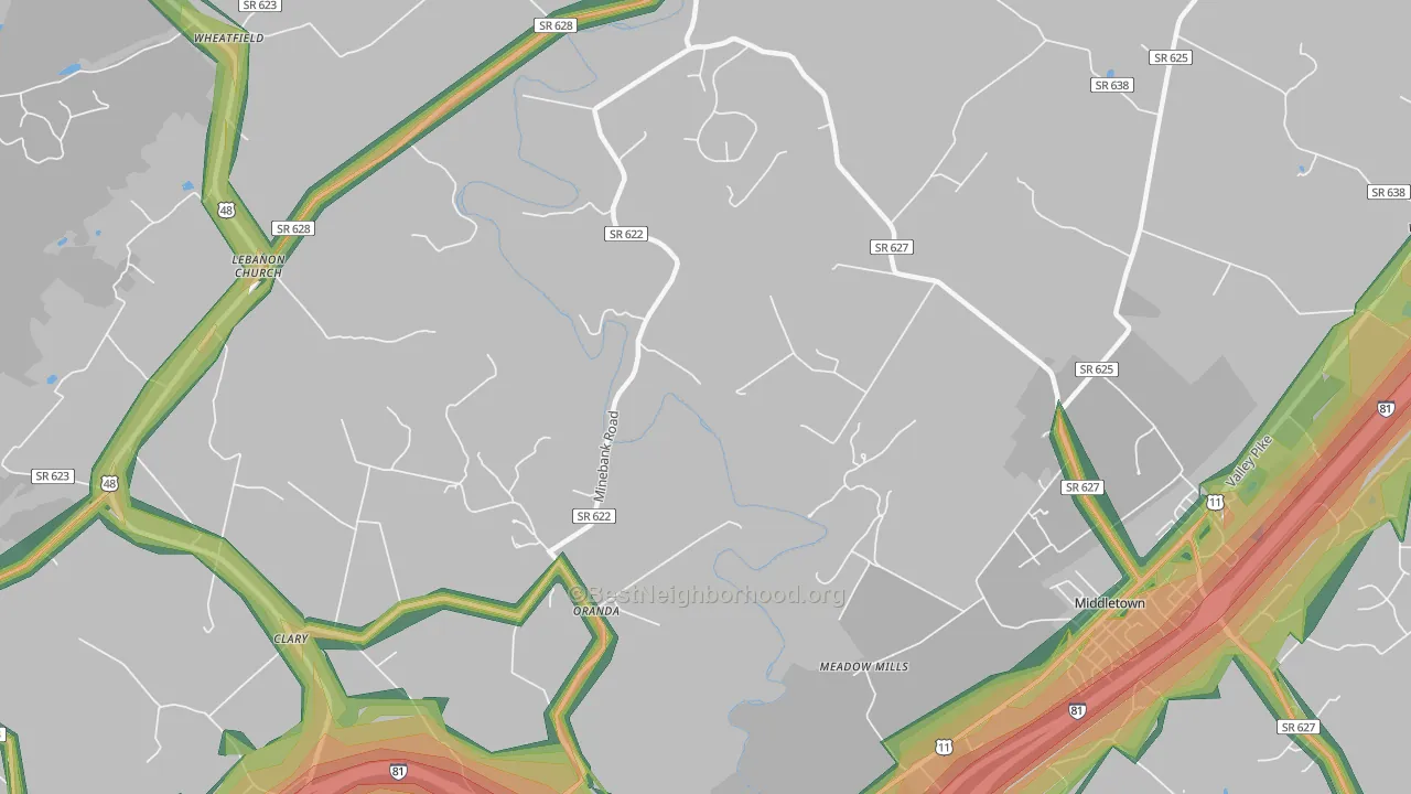 Oranda, VA Map of Noise Levels in Oranda