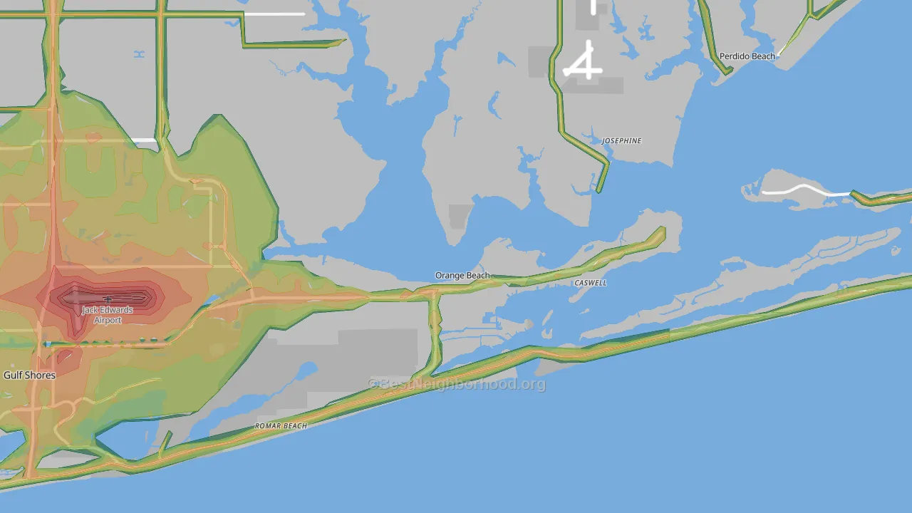 Orange Beach, AL Map of Noise Levels in Orange Beach