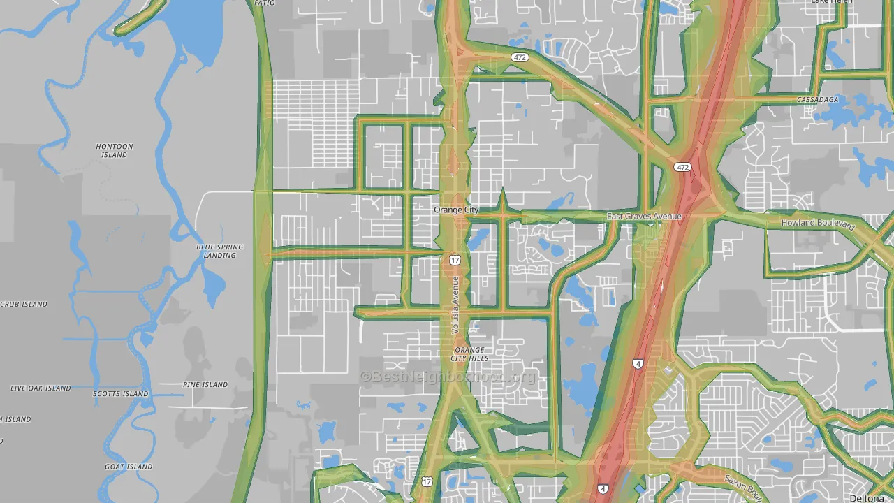 Orange City, FL Map of Noise Levels in Orange City