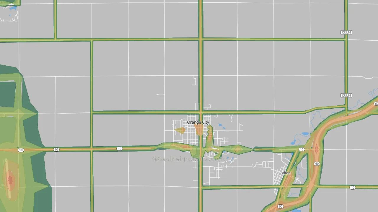Orange City, IA Map of Noise Levels in Orange City