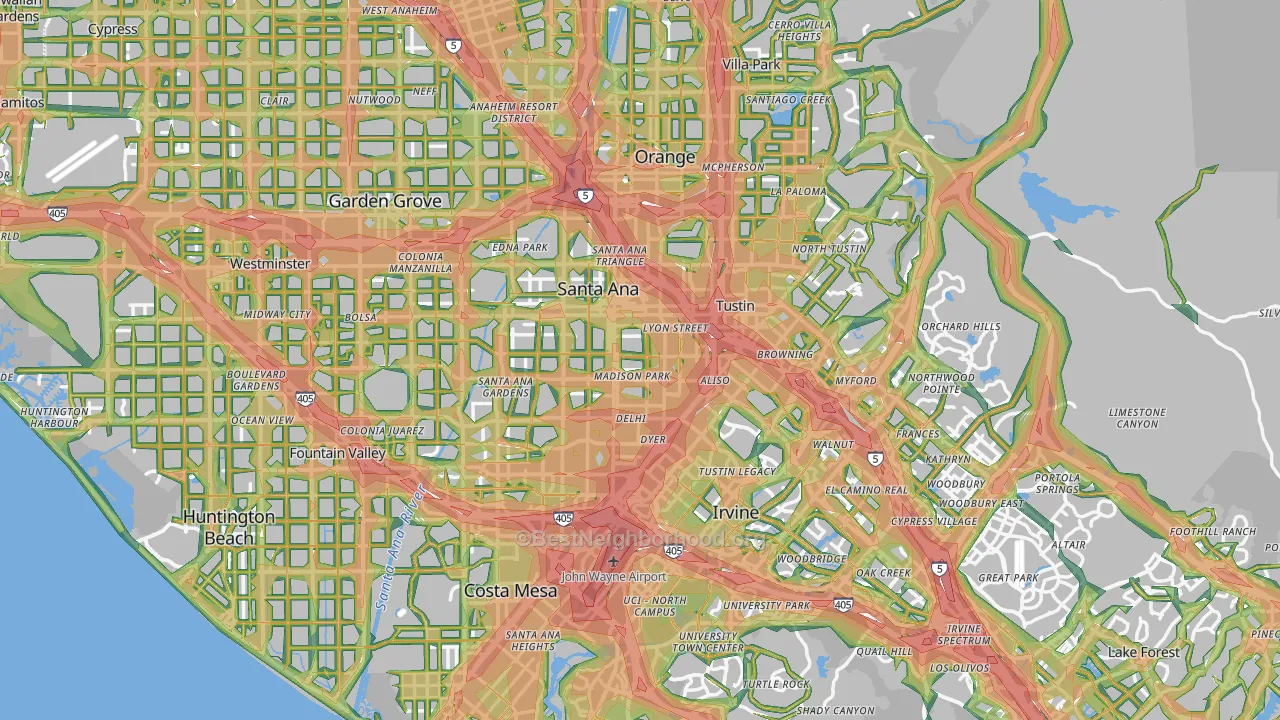 Orange County, CA Map of Noise Levels in Orange County