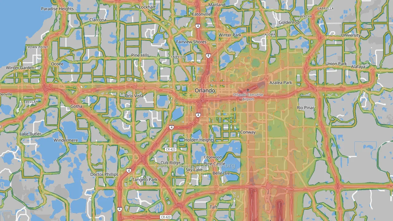 Orange County, FL Map of Noise Levels in Orange County