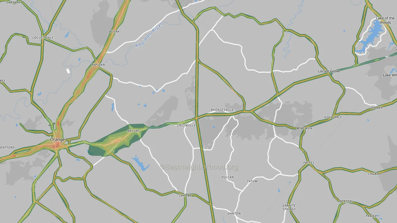 Orange County, VA Map of Noise Levels in Orange County