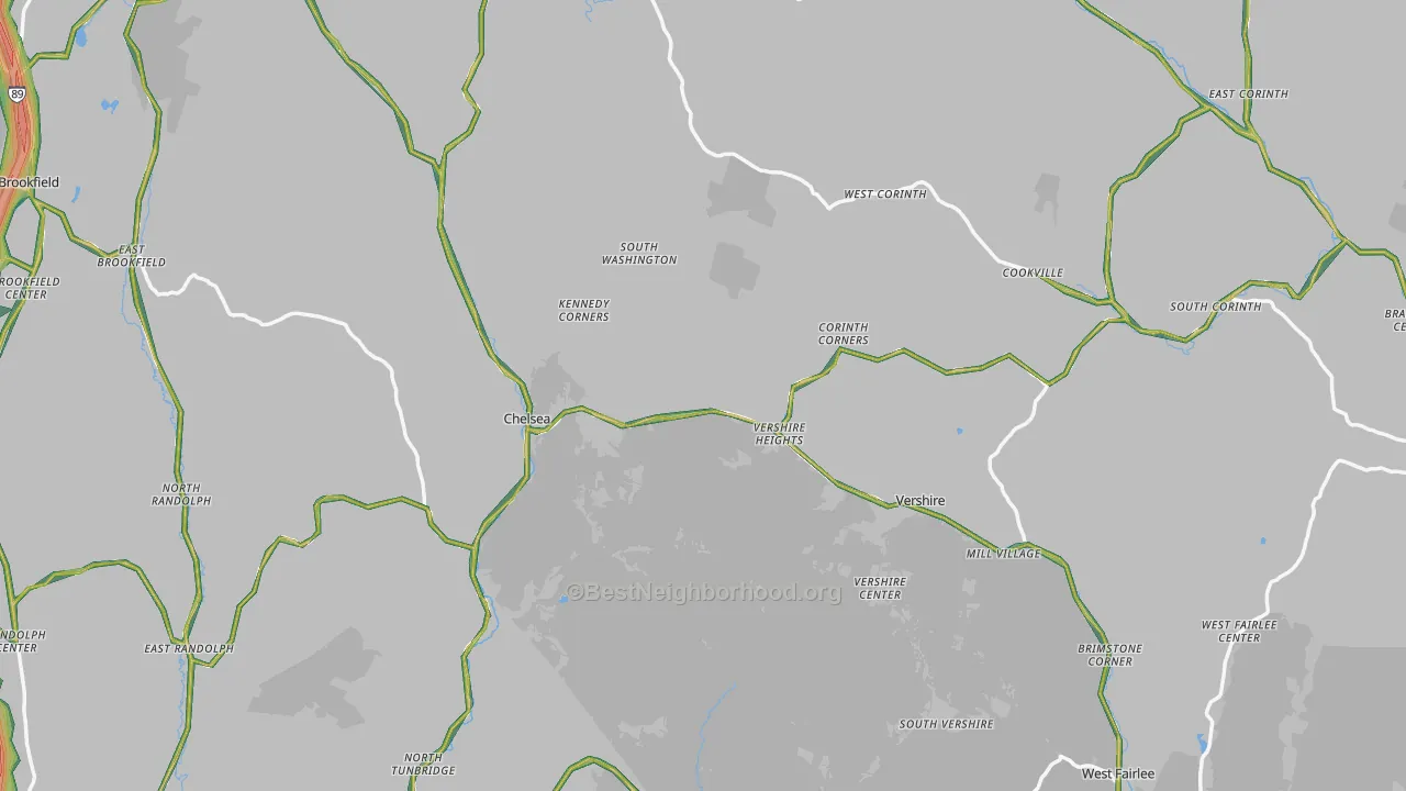 Orange County, VT Map of Noise Levels in Orange County