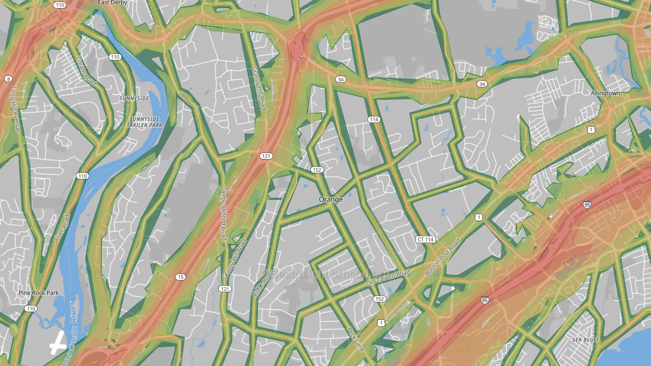 Orange, CT Map of Noise Levels in Orange